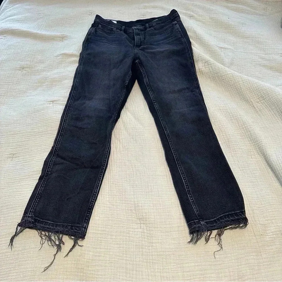 GAP Vintage Slim High Rise Jeans Unfinished Hem Black 30/10 EUC​ - Picture 8 of 16